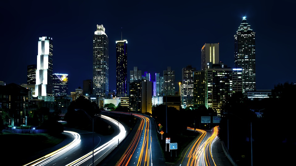 front_image Atlanta skyline at night