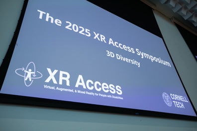 Title slide for the 2025 XR Access Symposium, subtitled 3D Diversity, hosted by XR Access and Cornell Tech.