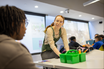 Jazmin Collins teaches a class of middle schoolers about XR accessibility